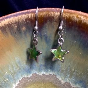 Lime green star earrings